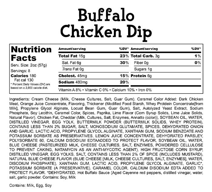 Buffalo Chicken Dip Nutrition Facts