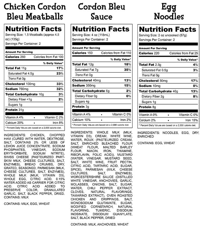 Chicken Cordon Bleu Nutrition Facts