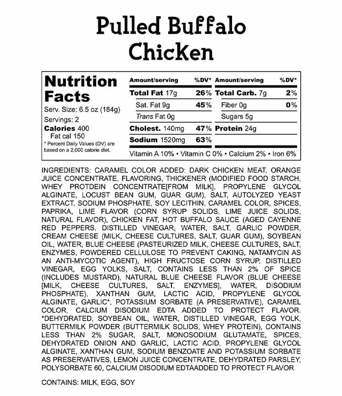 Pulled Buffalo Chicken Nutrition Facts